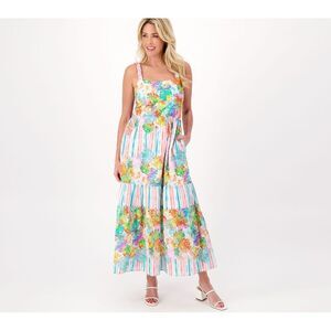 NWOT Destination 365 Women's Plus Sz Dress 1X Printed Maxi Pink A599170